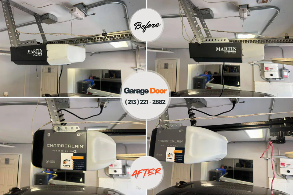 Before and after: garage door repair Fond du Lac, WI